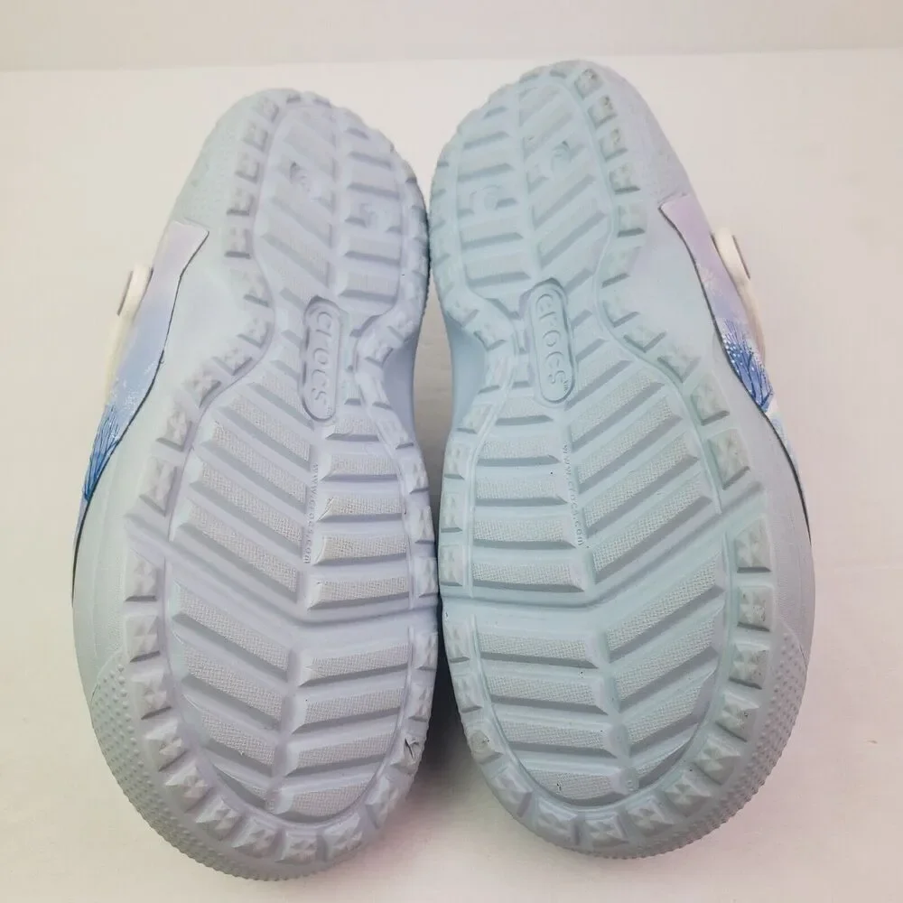 Crocs Fun Lab Kids Size J3 Mineral Blue Frozen II Disney Lined Clog Shoes